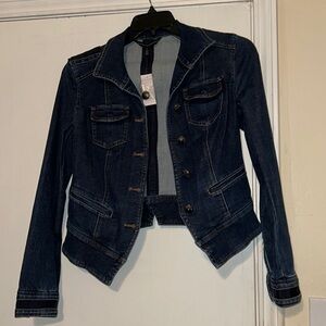 NWT White House Black Market Soft Denim Band Indigo Jacket Size 2
